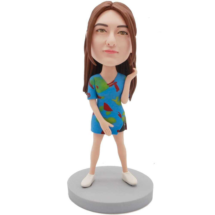 Female In Colored Clothes Custom Figure Bobblehead