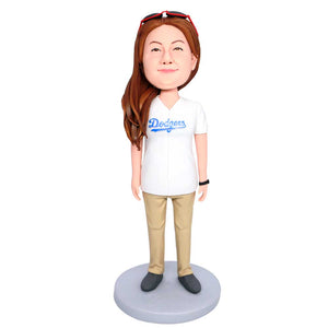 Female In Dodgers T-shirt Custom Figure Bobbleheads