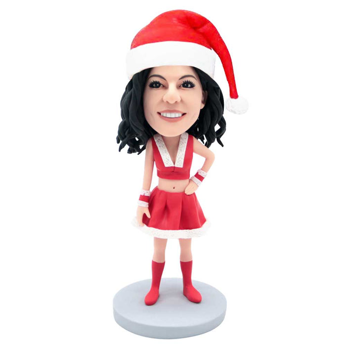 Female In Red Christmas Dress And One Hand On Hip Custom Figure Bobbleheads