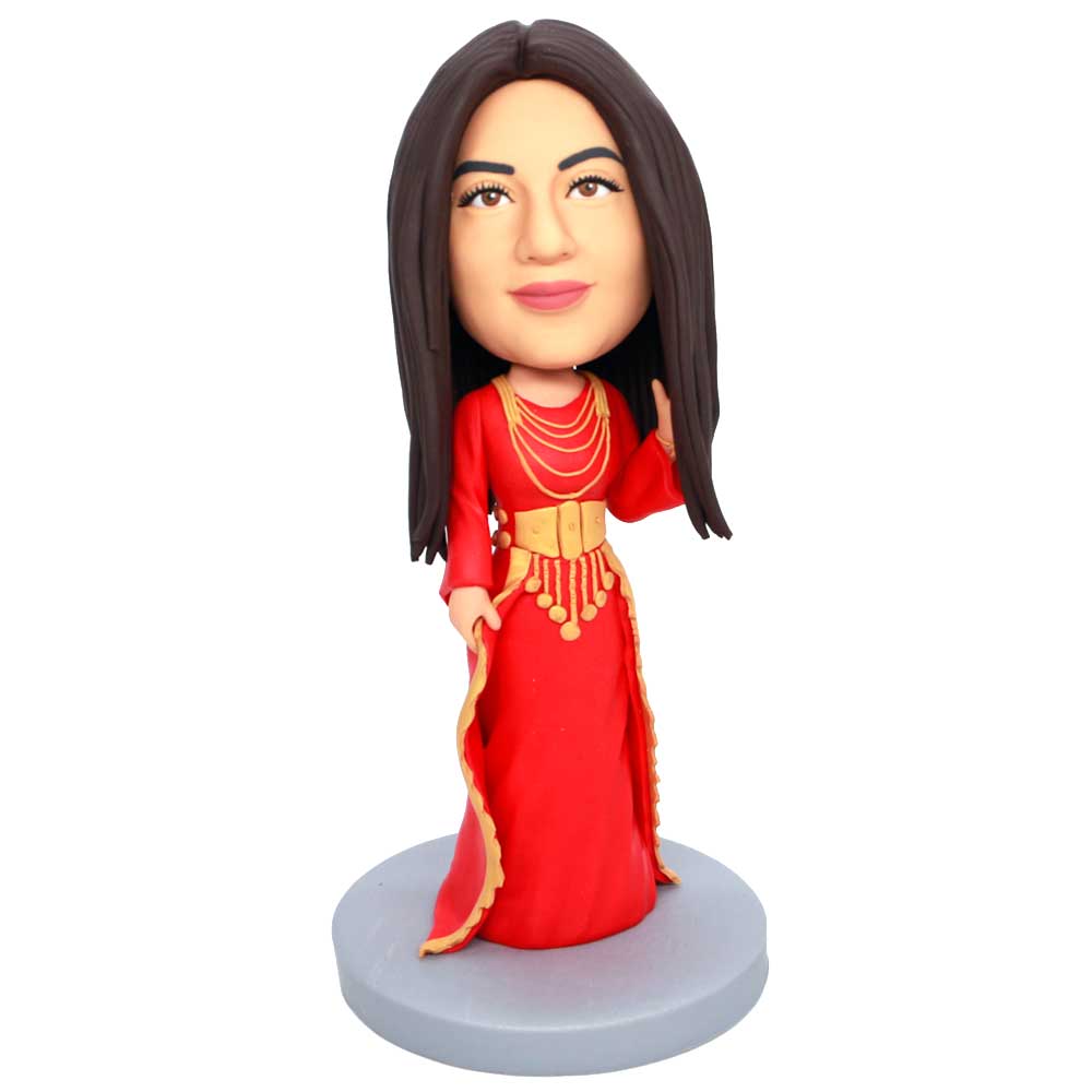 Female In Red Retro Dress Custom Figure Bobbleheads