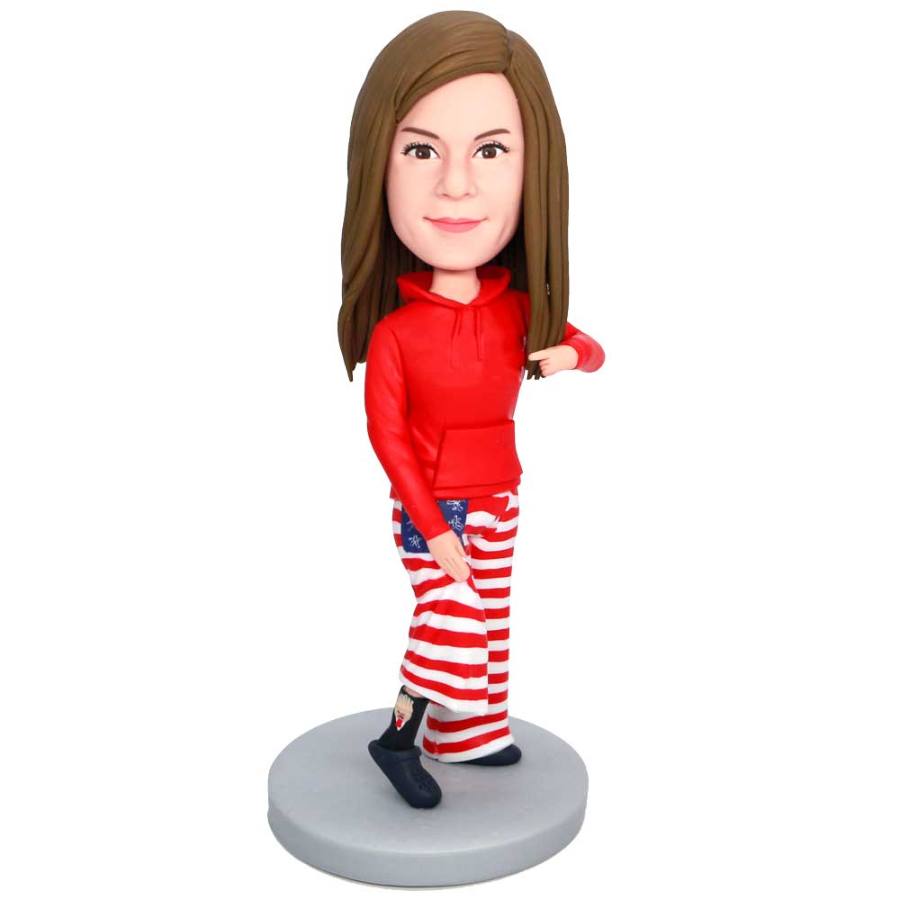 Female In Red Sweatshirt Custom Figure Bobbleheads