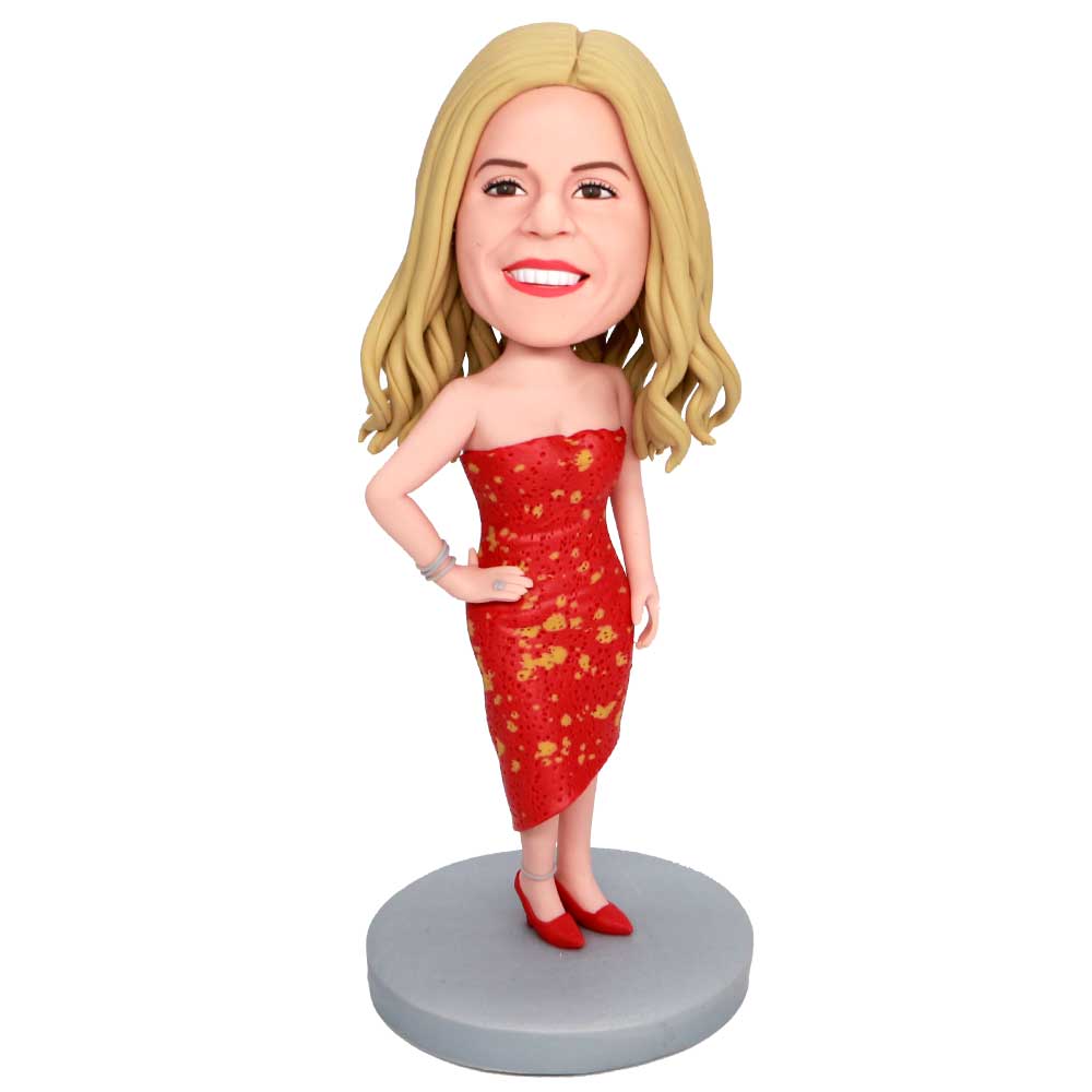 Female In Sexy Red Skirt Custom Figure Bobbleheads