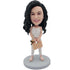 Female In White Suspender Top Carrying A Bag Custom Figure Bobbleheads