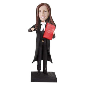 Female Lawyer In Black Uniform Custom Figure Bobblehead - Figure Bobblehead
