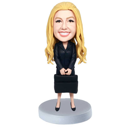 Female Lawyer In Suit Carrying Briefcase Custom Figure Bobbleheads