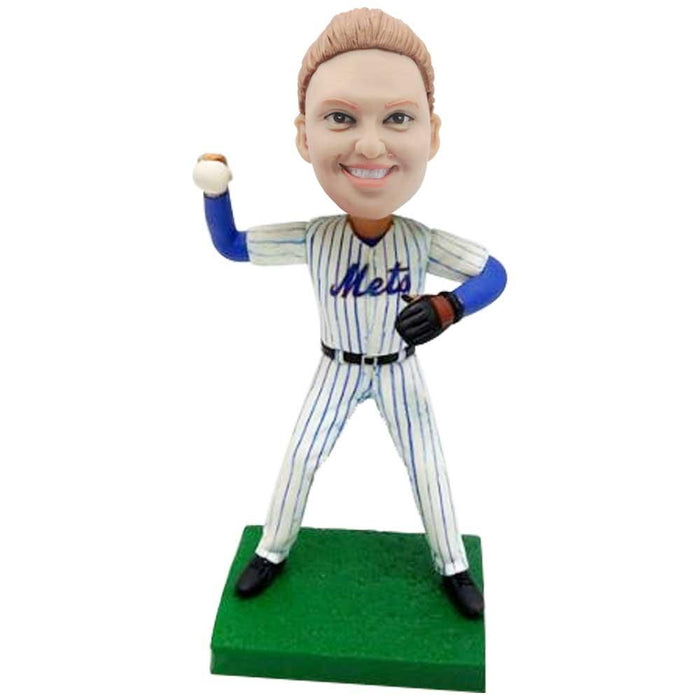 Female Mets Baseball Player Custom Figure Bobblehead