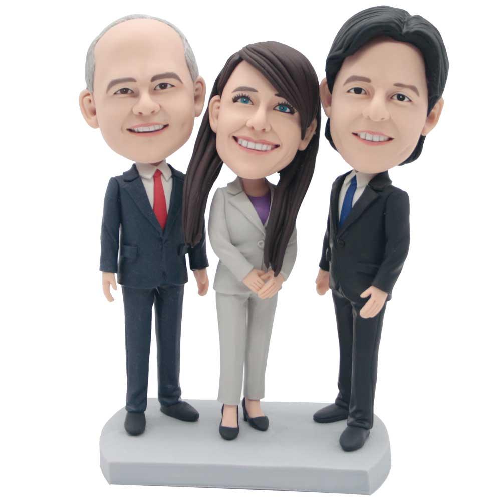 Female Office Staff And Her Colleagues In Suits Custom Figure Bobbleheads