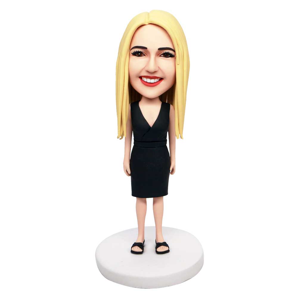 Female Office Staff In Black Skirt Custom Figure Bobbleheads