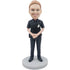 Female Police In Black Police Uniform Custom Figure Bobbleheads