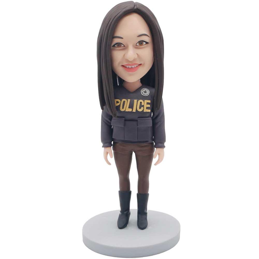 Female Police In Police Uniform Custom Figure Bobblehead