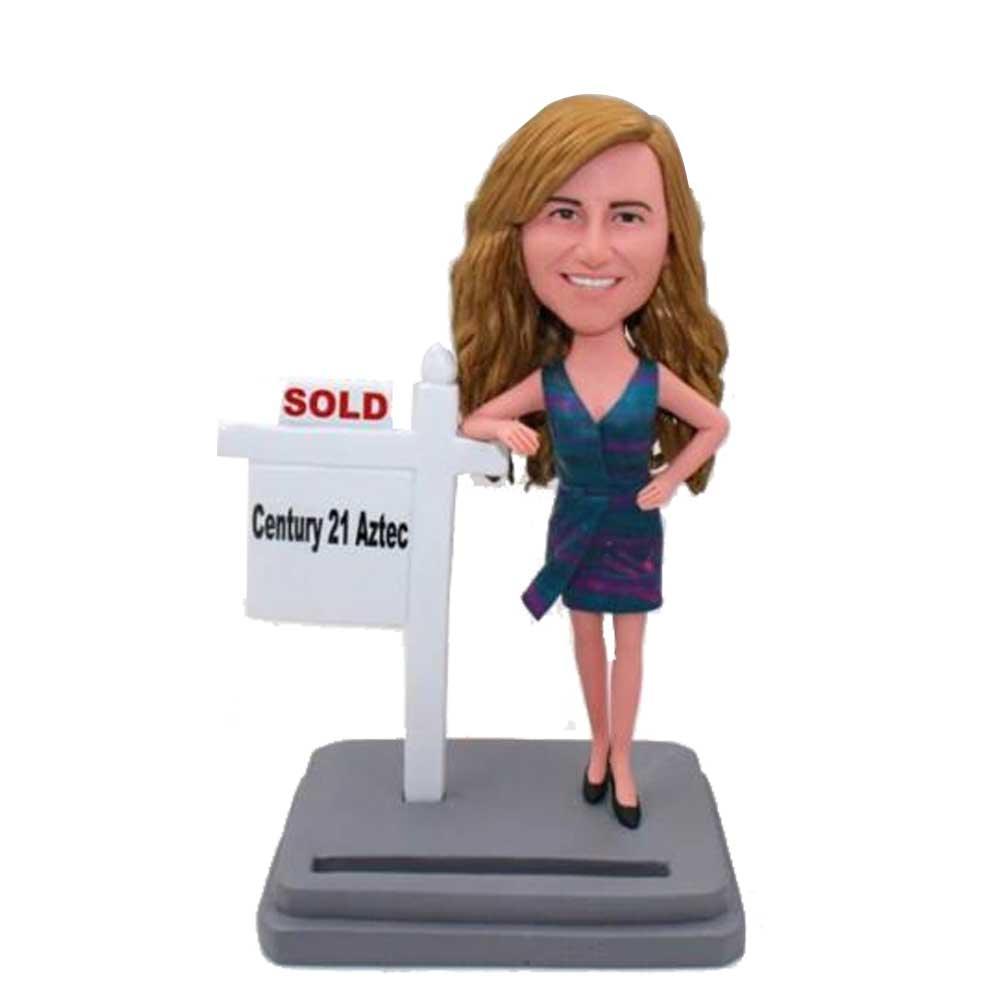 Female Realtor In Dress  Custom Bobblehead