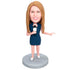 Female Reporter In Blue Skirt With Microphone Custom Figure Bobbleheads
