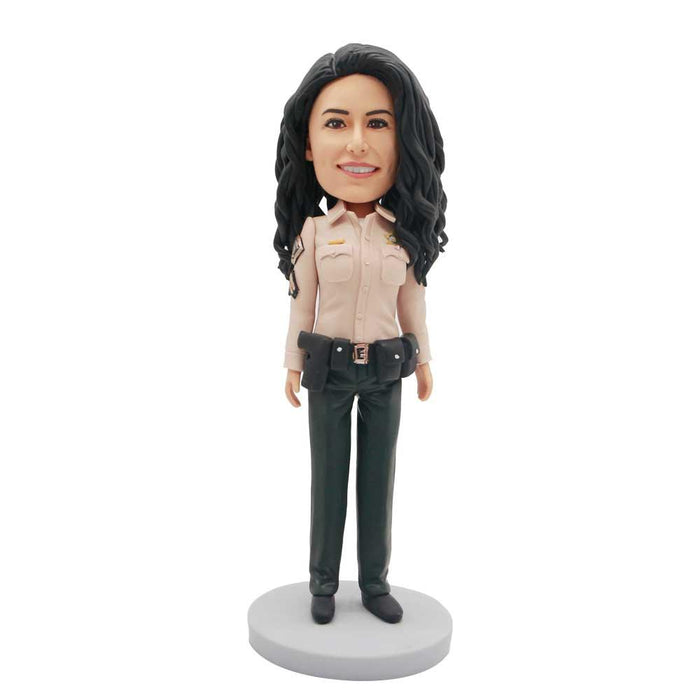 Female Sheriff Police In Uniform Custom Figure Bobbleheads