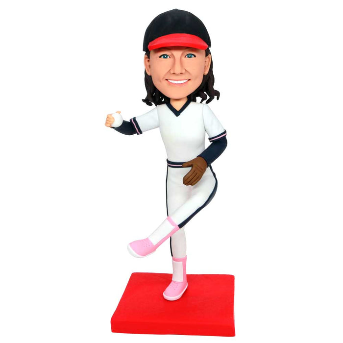 Female Softball Player In Professional Sports Clothes Custom Figure Bobbleheads