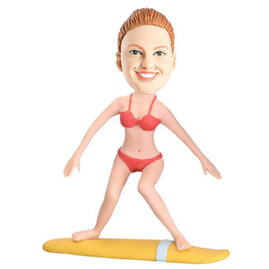 Female Surfer In Bikini Custom Bobblehead