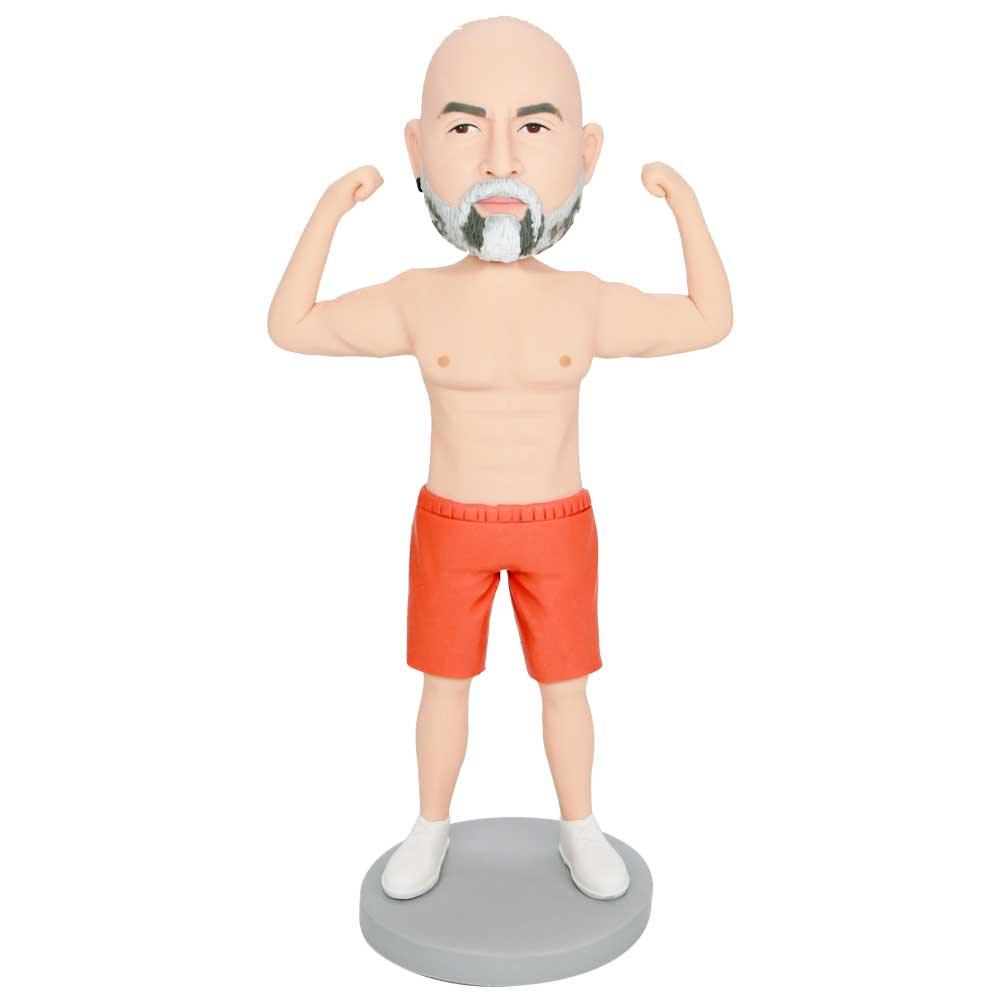 Fitness Coach In Orange Shorts Custom Figure Bobbleheads