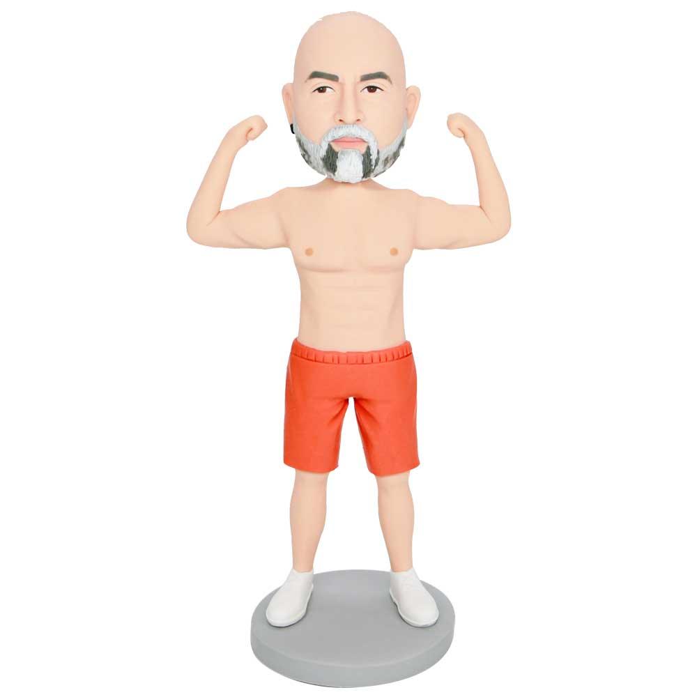 Fitness Coach In Orange Shorts Custom Figure Bobbleheads