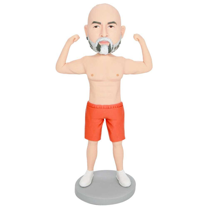 Male Fitness Coach In Orange Shorts Custom Figure Bobbleheads