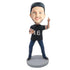 Funny Male In Black T-shirt And One Finger To The Sky Custom Leisure Bobblehead