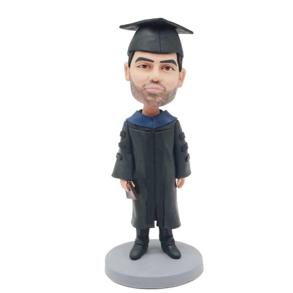 Poise Male Graduates In Black Bachelor Uniform Custom Graduation Bobblehead