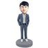 Gray Suit Insert Pocket Male Boss Gift Office Custom Figure Bobblehead - Figure Bobblehead