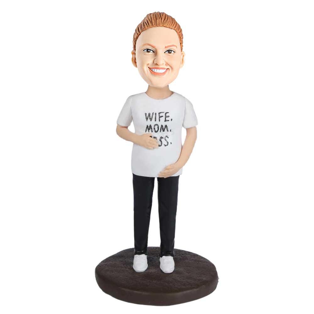 Great Wife Mom Pregnant Custom Figure Bobblehead