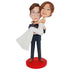 Groom Hugging Bride Custom Wedding Bobbleheads