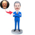 Handsome Blue Suit Male Office Boss Gift Custom Figure Bobbleheads