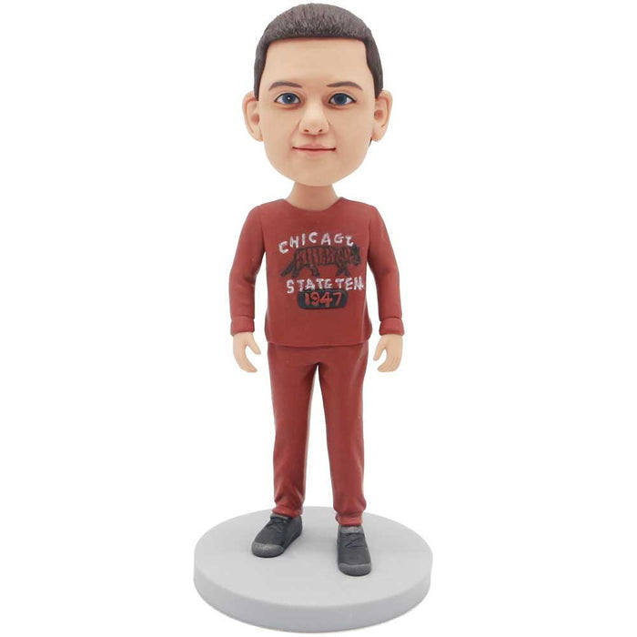 Handsome Boy In Red Casual Suit Custom Figure Bobblehead