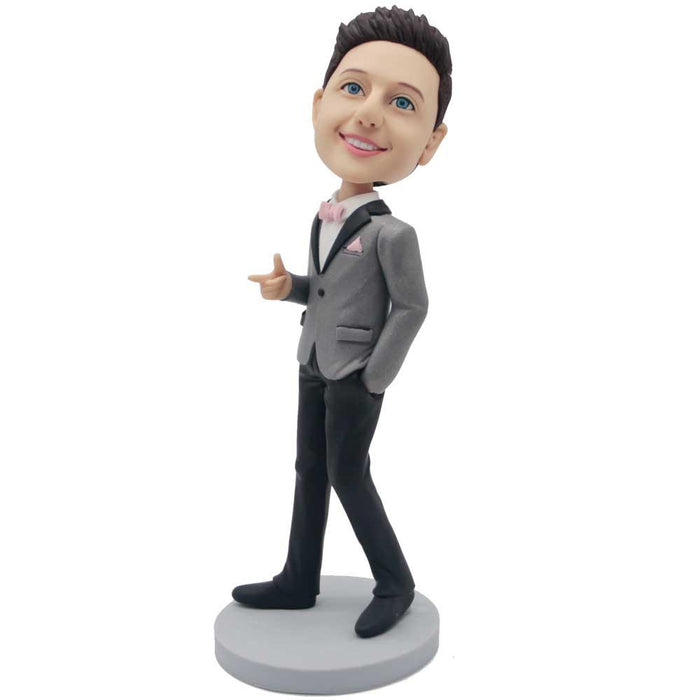 Handsome Boy In Suit Custom Figure Bobblehead