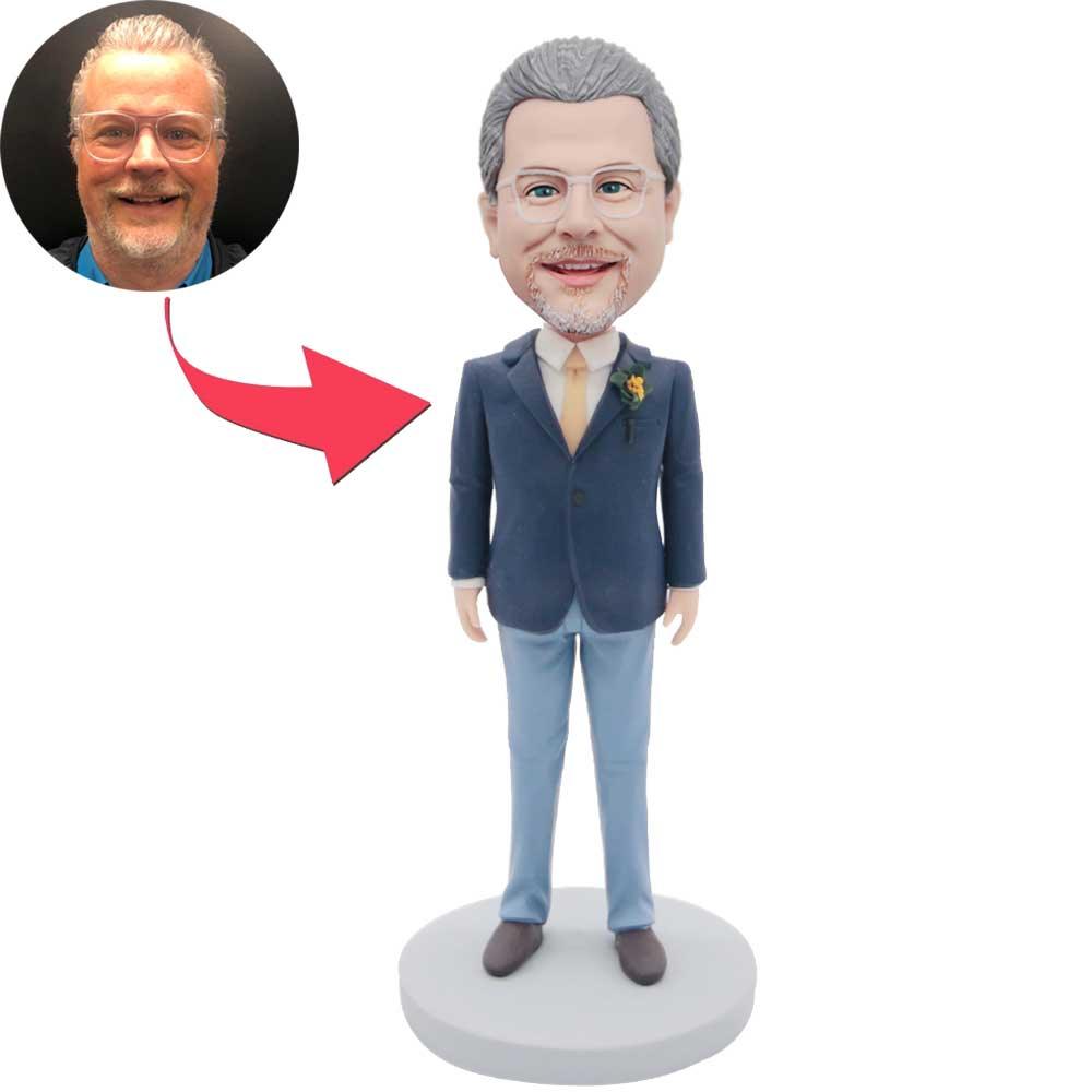 Custom Handsome Groomsmen Bobblehead In Suit