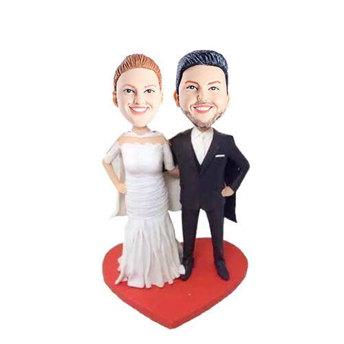 Happy Akimbo Couple with Cloak Wedding Anniversary Custom Figure Bobblehead - Figure Bobblehead