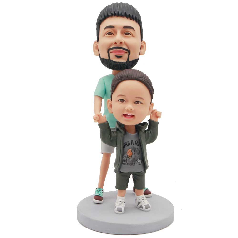 Happy Father Took His Daughter Custom Figure Bobblehead 