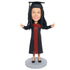 Happy Female Graduates In Bachelor Gown Custom Graduation Bobbleheads