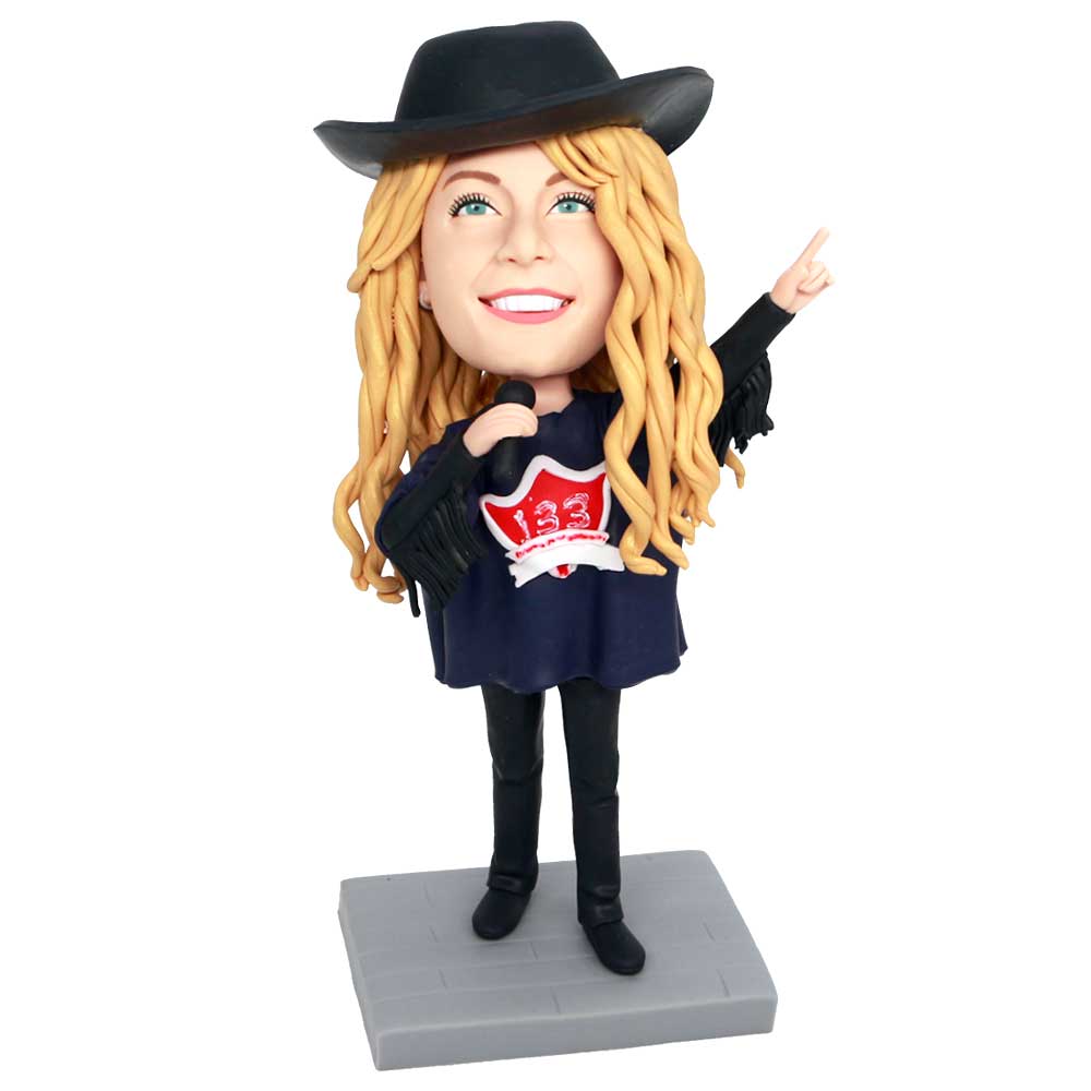 Happy Female Singer Custom Figure Bobbleheads