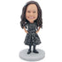 Happy Girl In Black Polka Dot Skirt Custom Figure Bobbleheads