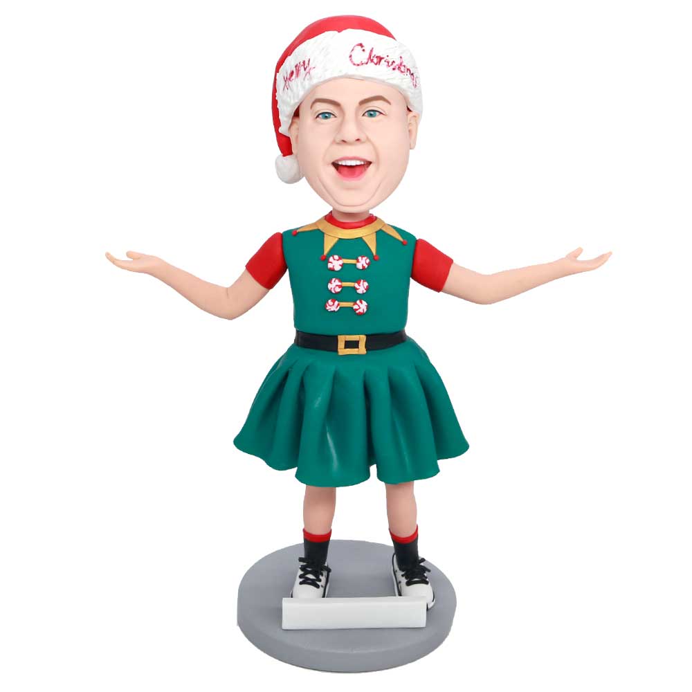 Happy Male In Christmas Costume Custom Figure Bobbleheads