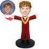 Happy Male In Dark Red Gown Custom Graduation Bobbleheads