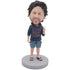 Happy Male In Hoodies And Shorts Custom Figure Bobblehead