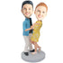 Happy Waltzing Couple In Casual Clothing Custom Couple Bobblehead