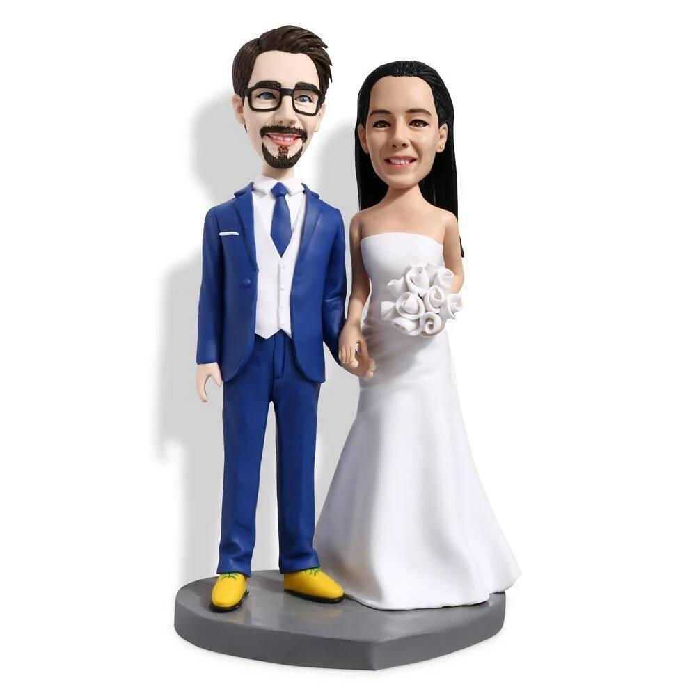 Custom Happy Wedding Bobblehead Cake Topper Bride And Groom