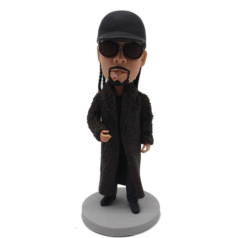 Hip-hop Man In A Plush Coat Custom Figure Bobblehead