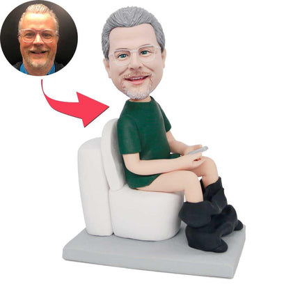 Humorous Funny Man On The Toilet Custom Figure Bobbleheads