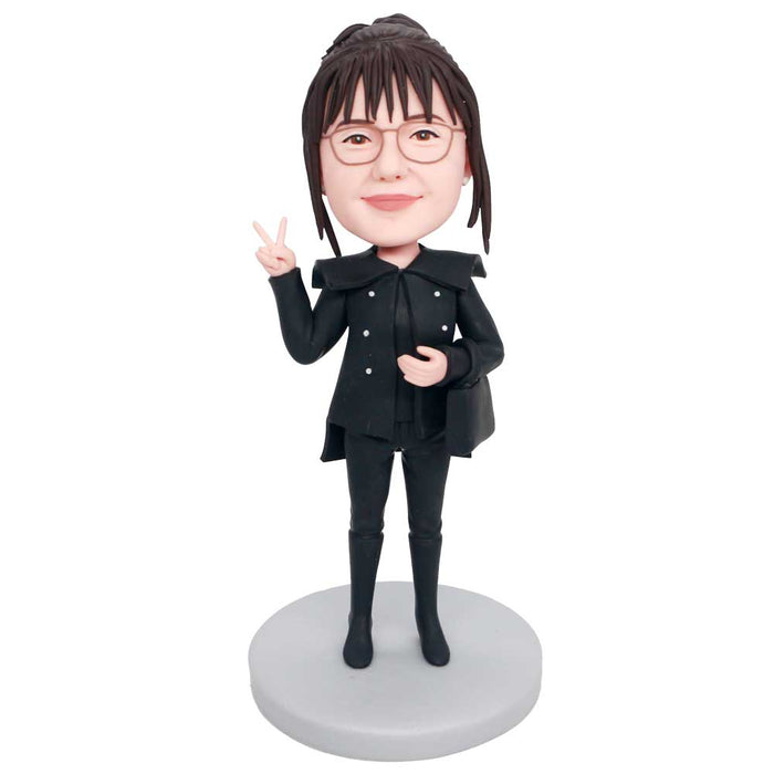 Lady In Fashionable Coat Custom Figure Bobbleheads