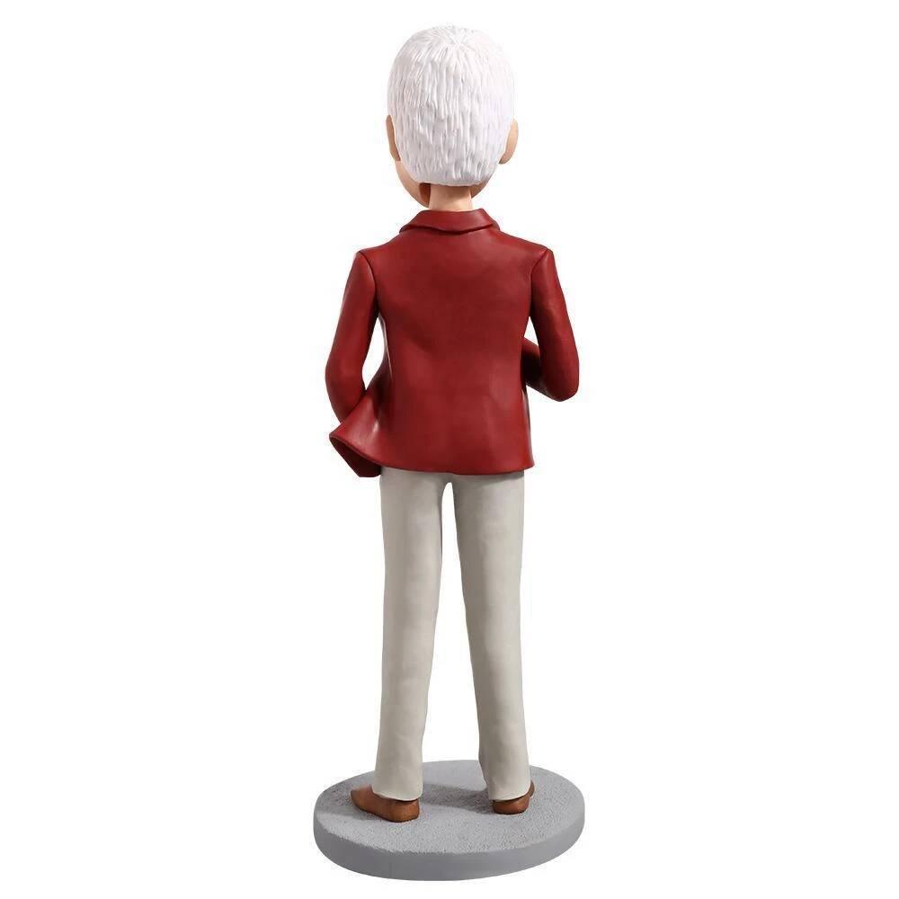 Male In Leather Jacket Boss Gift Office Custom Figure Bobblehead - Figure Bobblehead