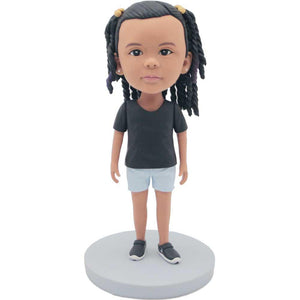 Little Girl In Black T-shirt Custom Figure Bobbleheads