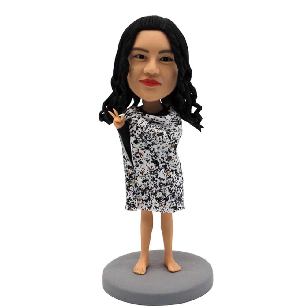 Lovely Female In A Blanket Custom Figure Bobblehead  