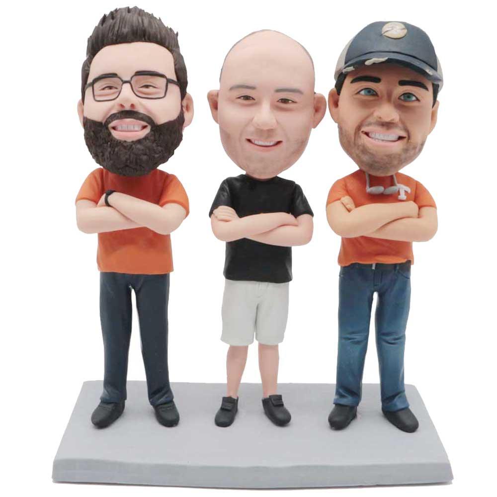Male And His Two Friends And They Folded Their Arms Custom Family Bobblehead