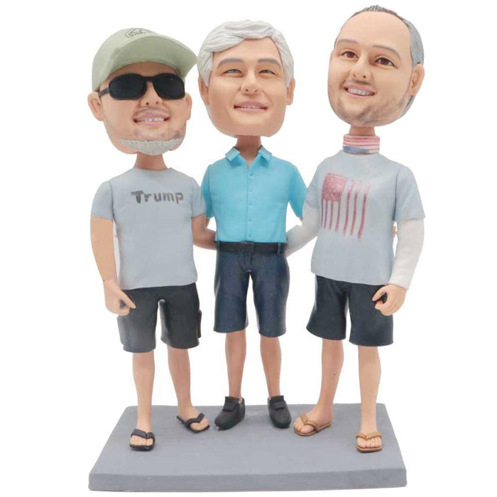 Male And His Two Friends Custom Family Bobblehead