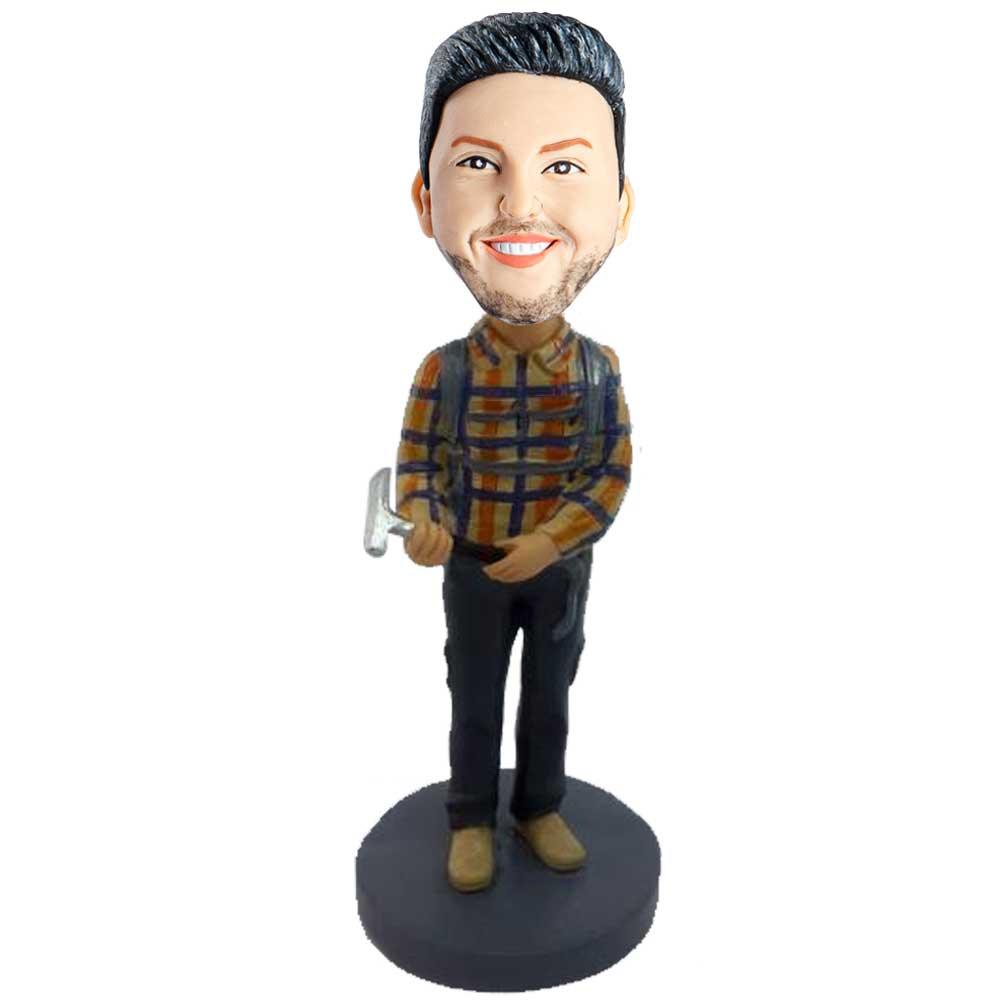 Male Archaeologist With A Hammer Custom Figure Bobblehead - Figure Bobblehead